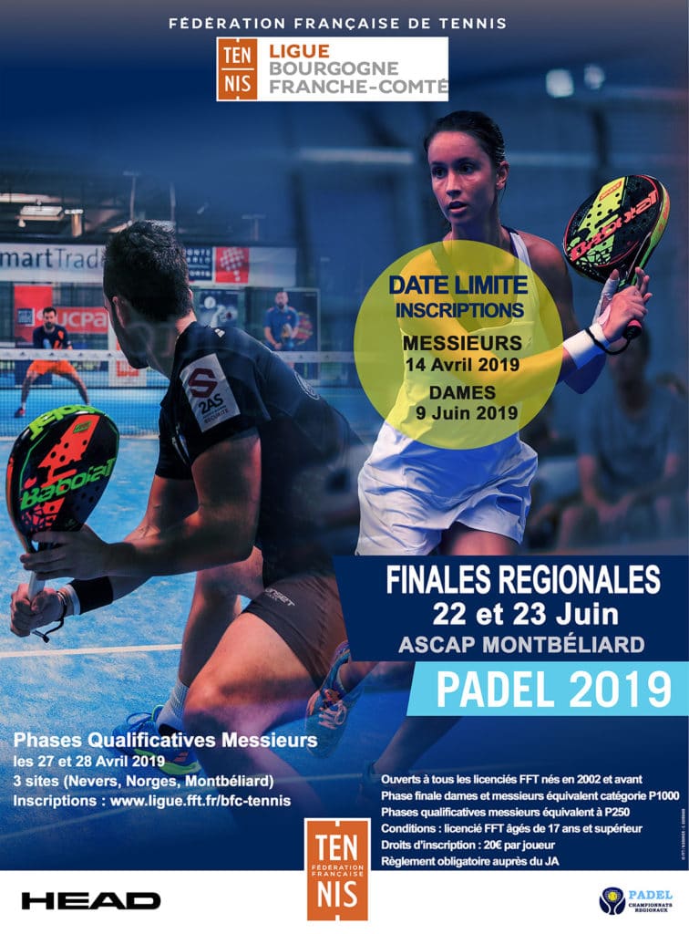 Championnats régionaux 2019 de Padel : Ligue BFC de Tennis