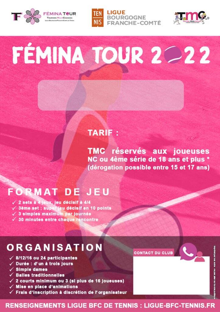 Modèle Clubs Femina Tour 2022 : Ligue BFC Tennis