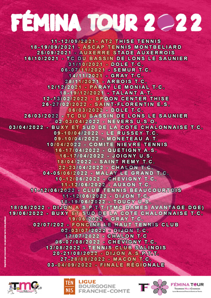 Affiche f Emina Tour 2022 : Ligue BFC de Tennis