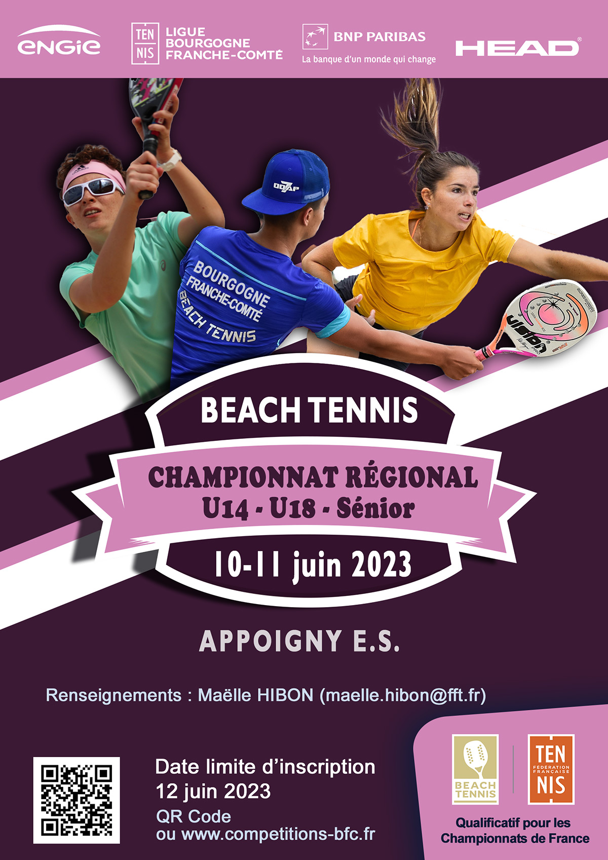 Affiche régionaux de Beach Tennis 2023 : Ligue Bourgogne-Franche-Comté de Tennis