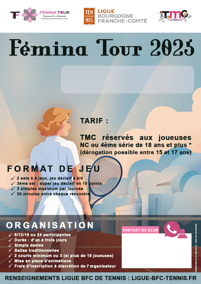 Modèle Clubs Femina Tour 2025 : Ligue BFC Tennis