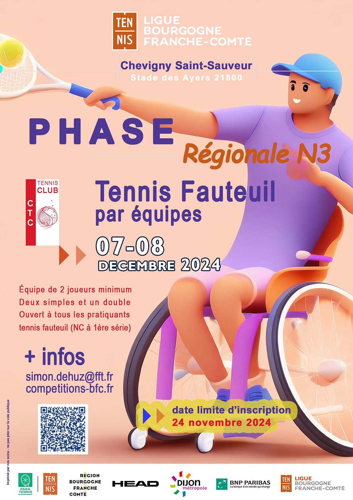 Tennis fauteuil par équipes phase régionale de N3 : Ligue BFC de Tennis