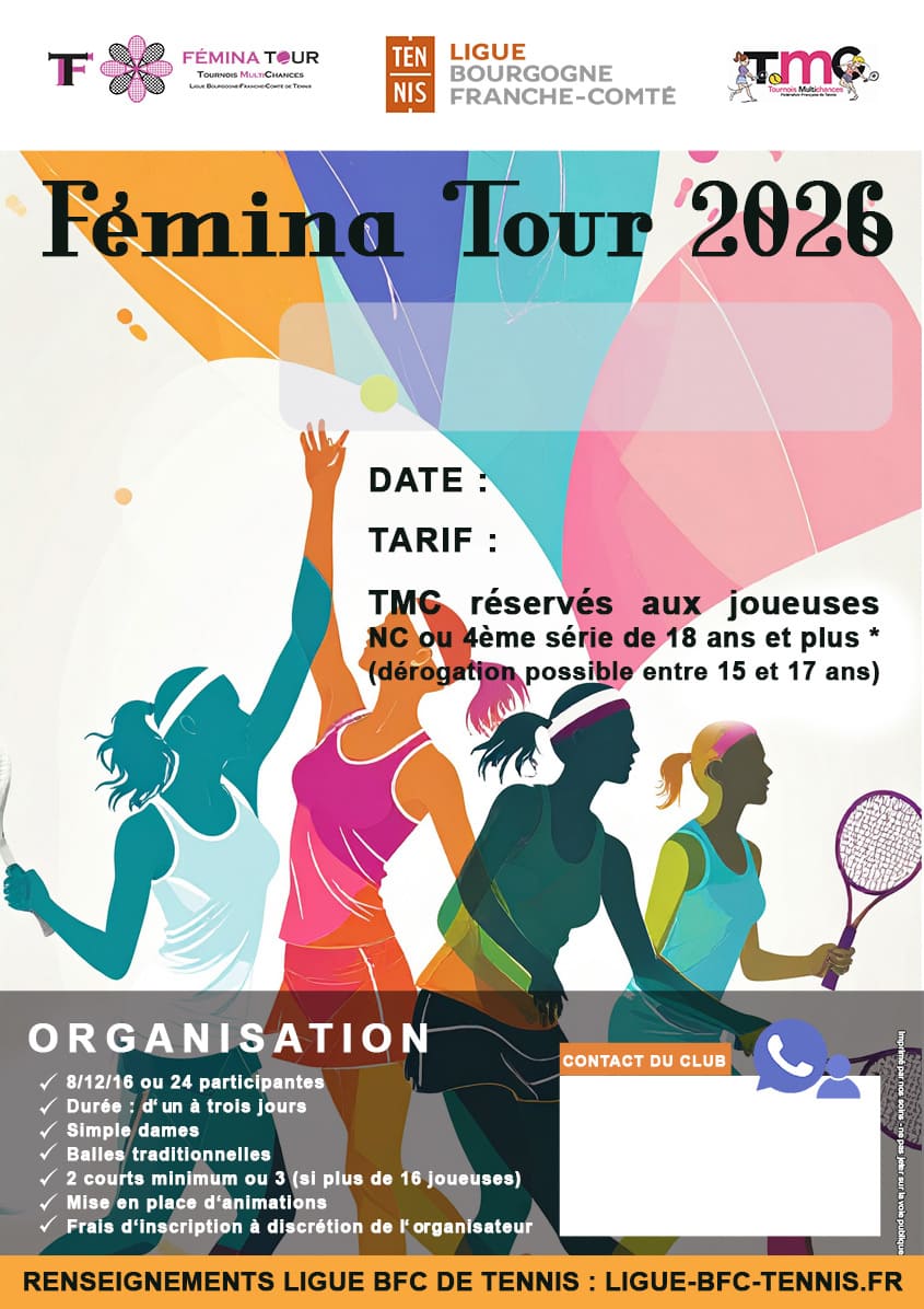 Modèle Clubs Femina Tour 2026 : Ligue BFC Tennis