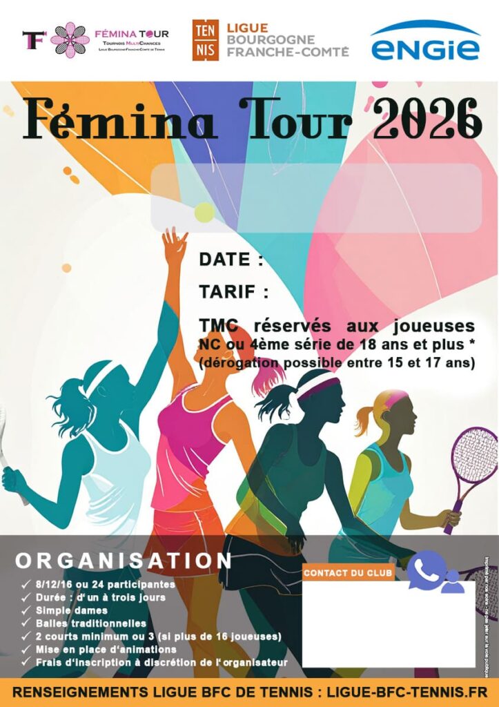 Modèle Clubs Femina Tour 2026 : Ligue BFC Tennis