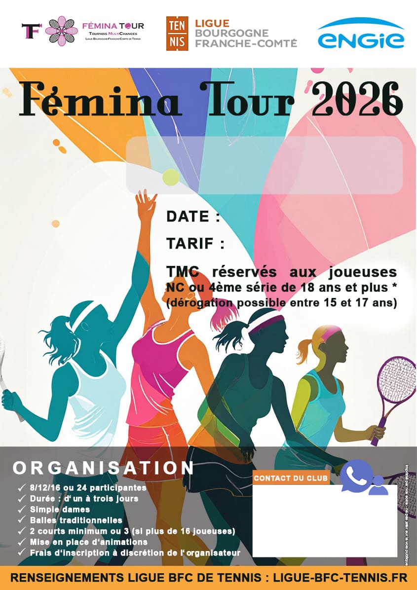 Modèle Clubs Femina Tour 2026 : Ligue BFC Tennis