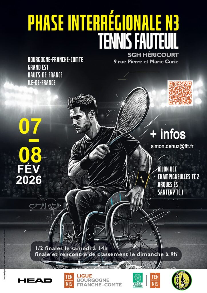 Phase Interrégionale N3 Tennis Fauteuil 2026 : Ligue BFC de Tennis